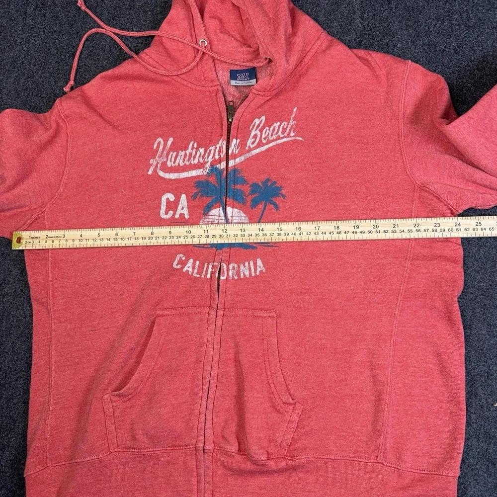 MV Sport Huntington Beach California Full Zip‎ Hoodie Pink XL Surf Beach Graphic